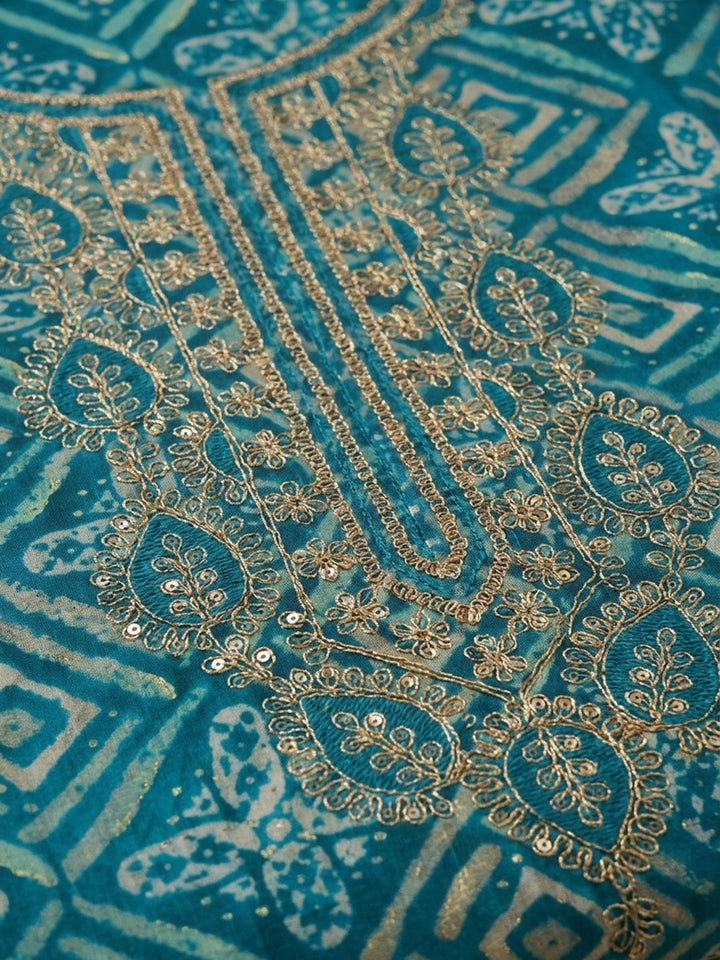 Firozee Embroidered Cotton Blend Unstitched Suit With Pant &amp; Dupatta