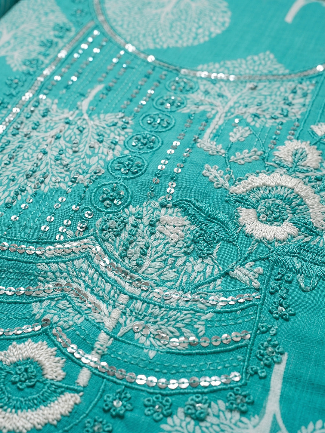 Firozee Embroidered Cotton Blend Unstitched Suit With Pant &amp; Dupatta