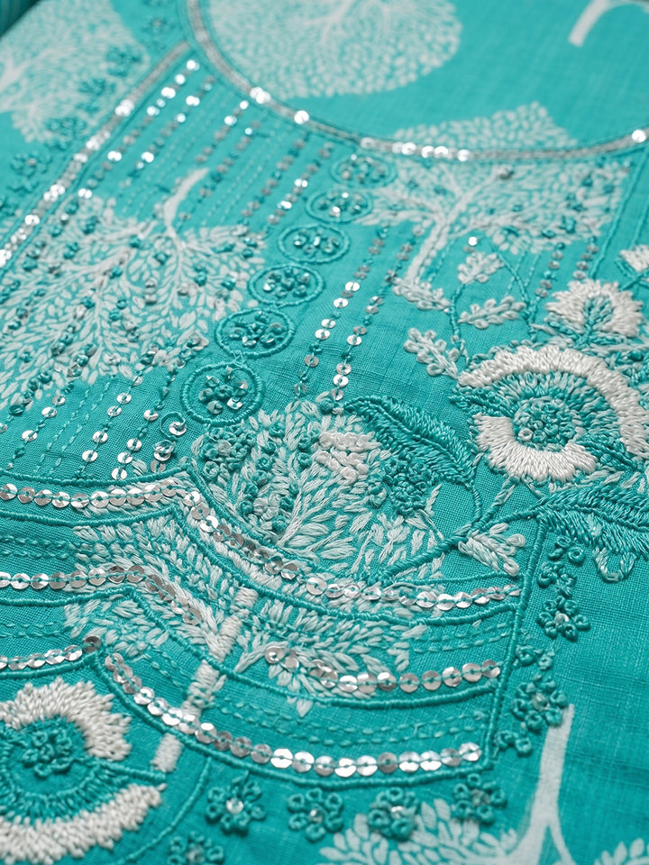 Firozee Embroidered Cotton Blend Unstitched Suit With Pant &amp; Dupatta
