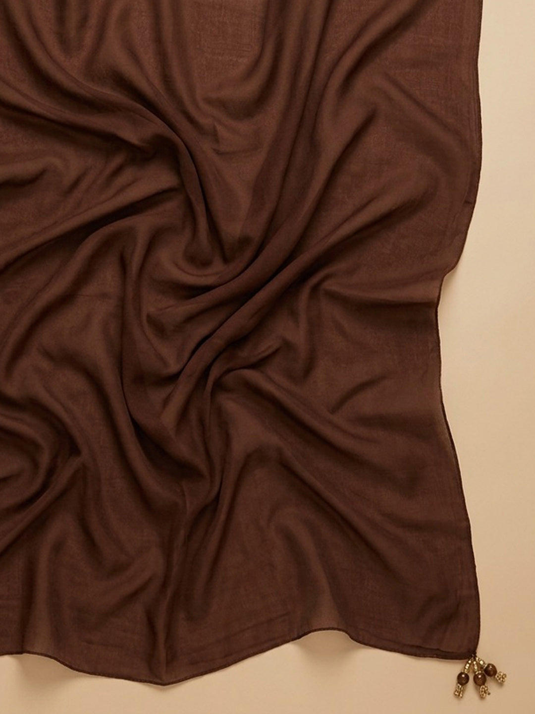 Brown Embroidered Chanderi Unstitched Suit With Pant &amp; Dupatta