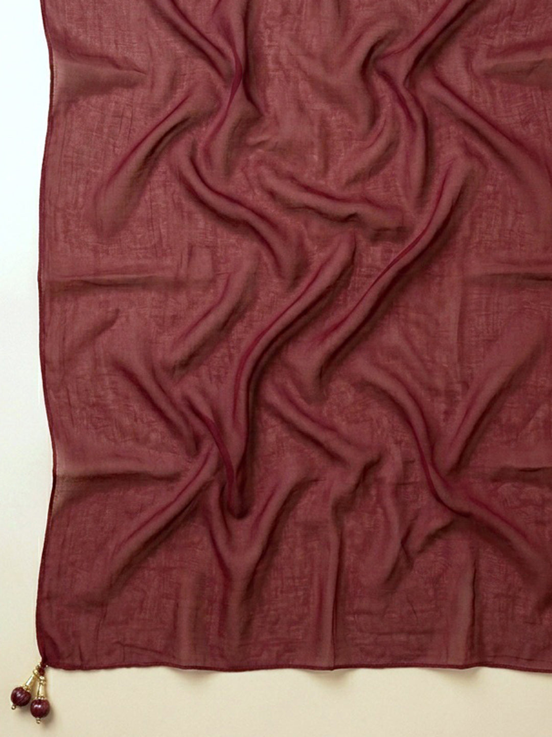 Maroon Embroidered Chanderi Unstitched Suit With Pant &amp; Dupatta