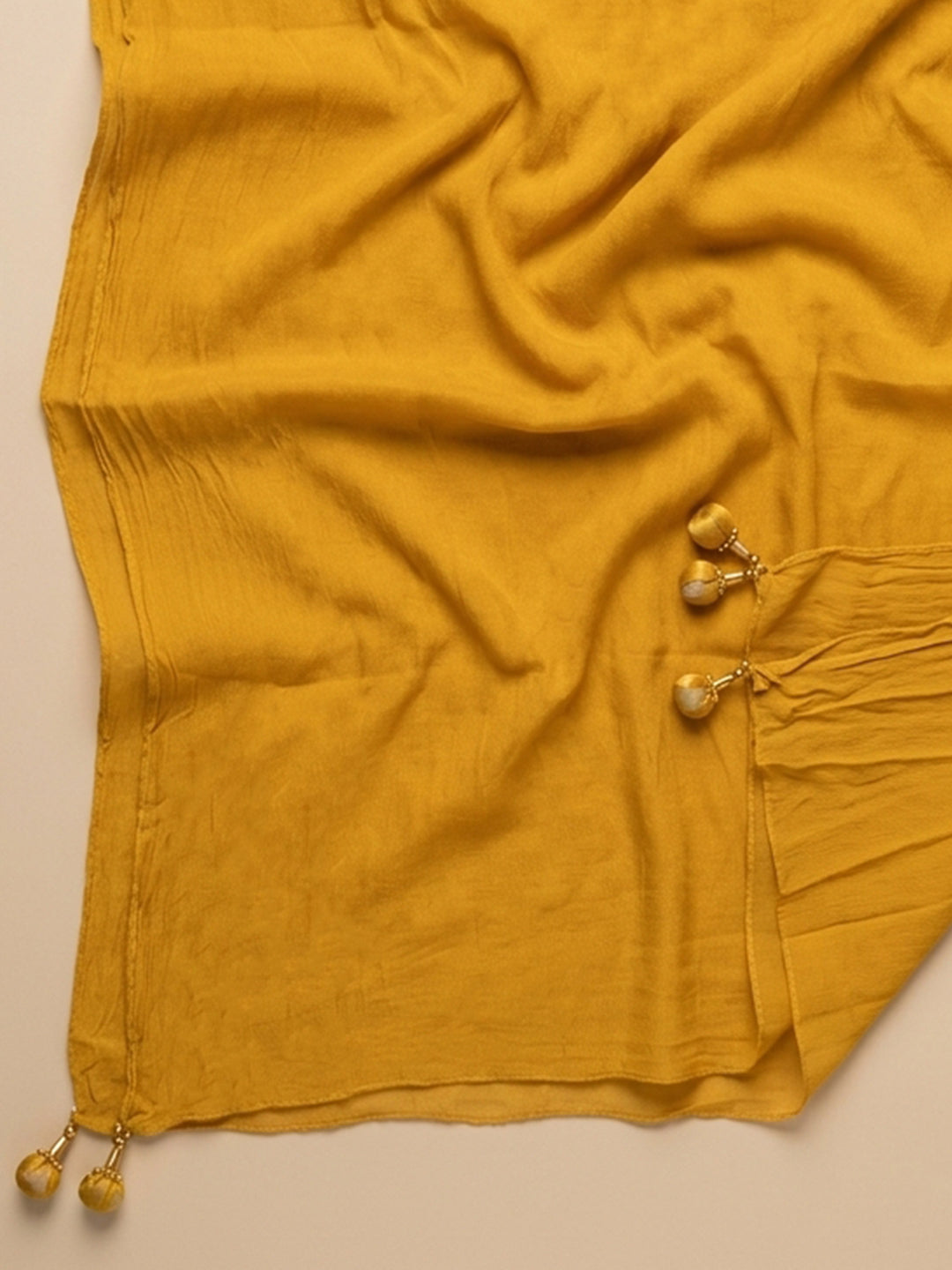 Yellow Embroidered Cotton Blend Unstitched Suit With Pant &amp; Dupatta