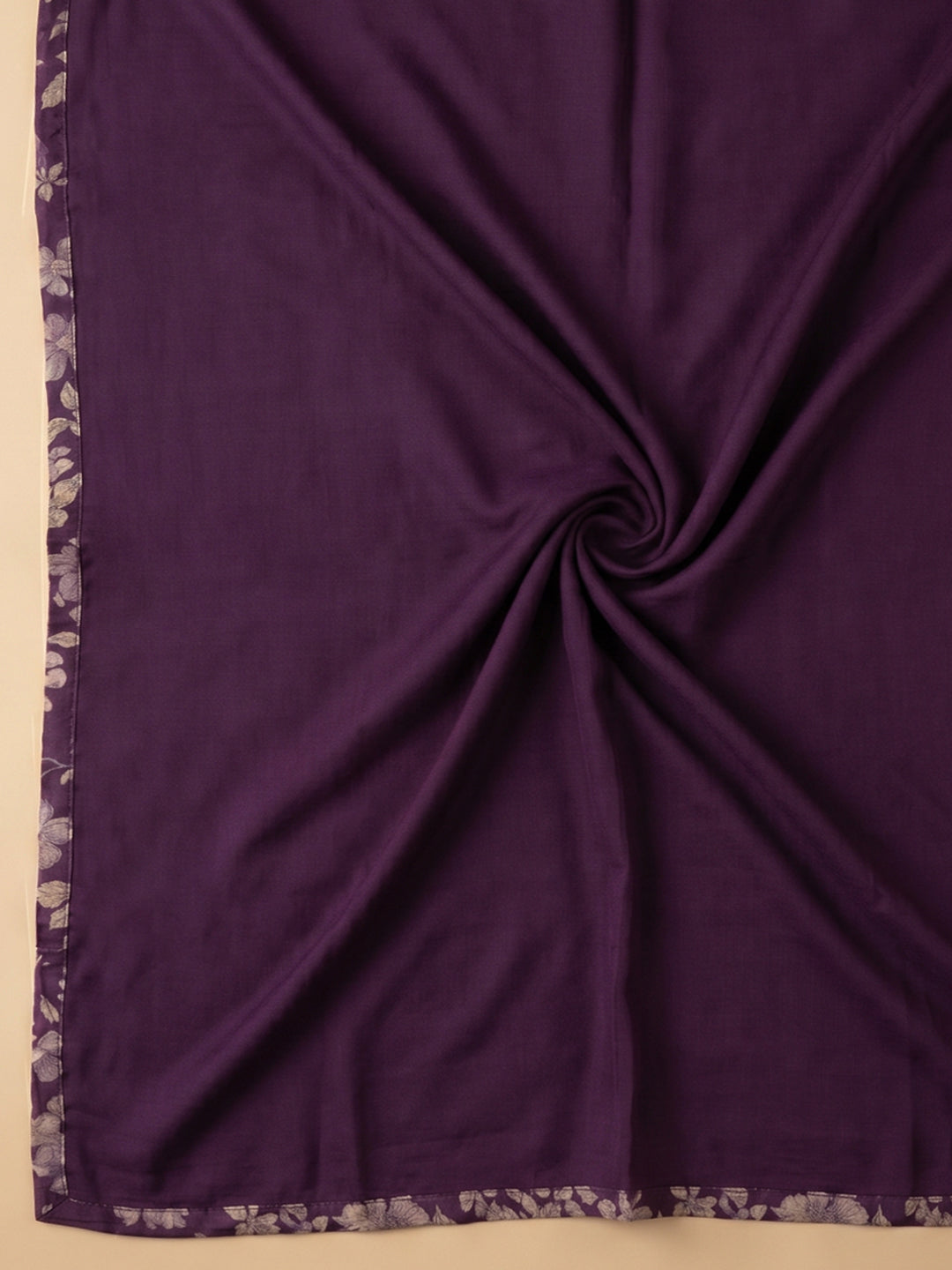 Wine Embroidered Cotton Blend Unstitched Suit With Pant &amp; Dupatta