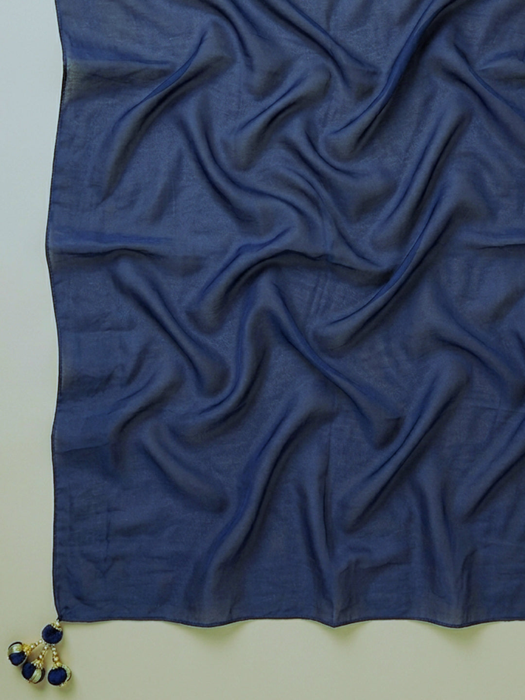 Blue Embroidered Cotton Blend Unstitched Suit With Pant &amp; Dupatta