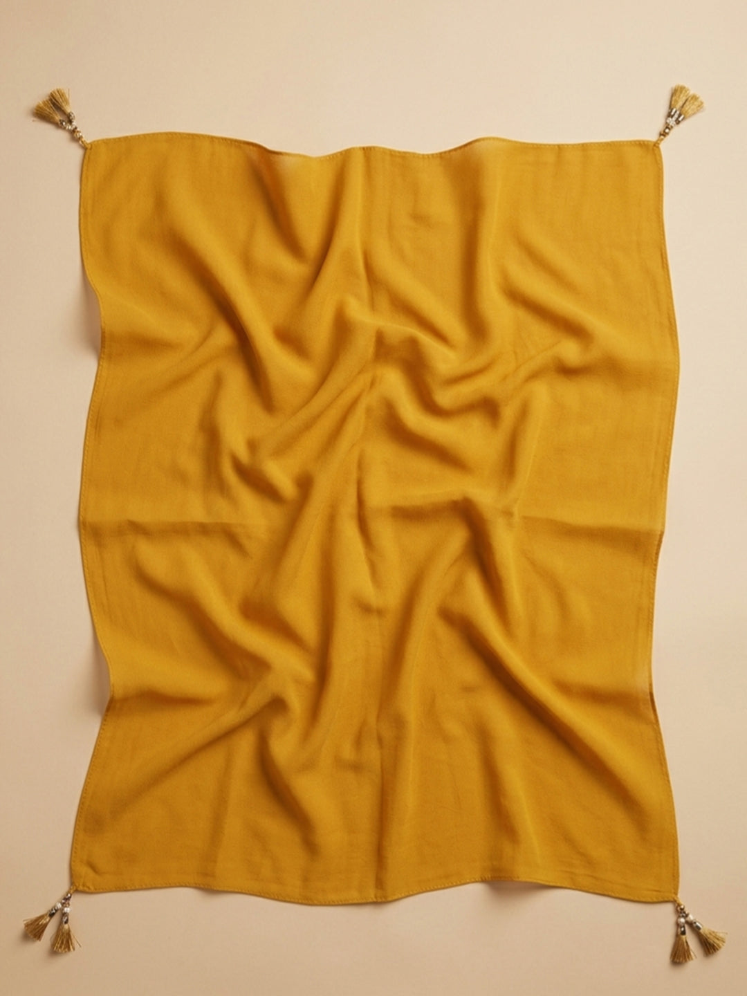 Mustard Embroidered Cotton Blend Unstitched Suit With Pant &amp; Dupatta