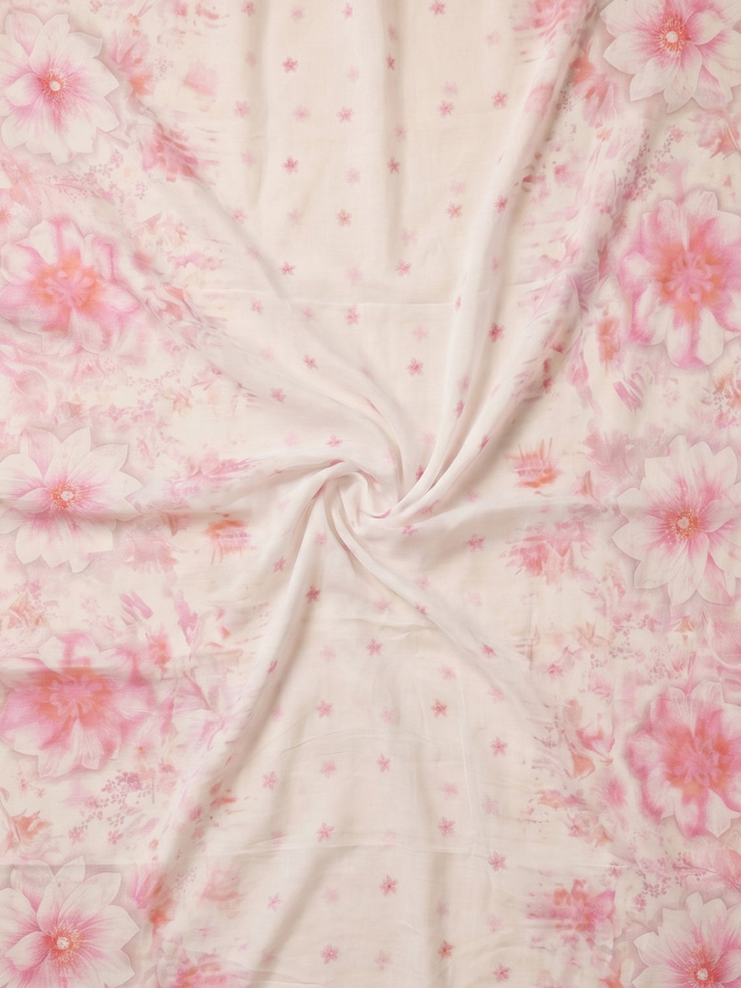 Pink Embroidered Cotton Blend Unstitched Suit With Pant &amp; Dupatta