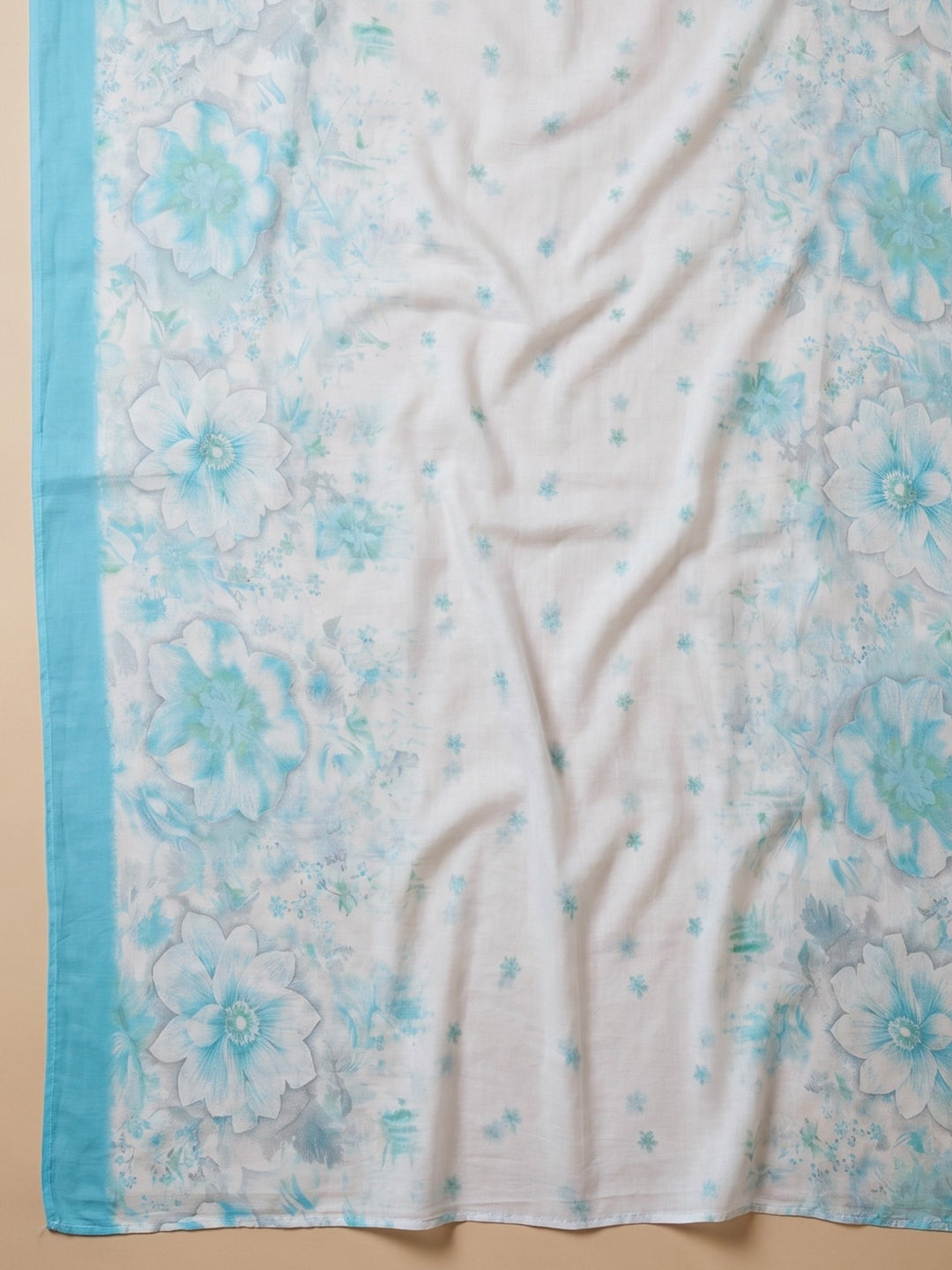 Sea Green Embroidered Cotton Blend Unstitched Suit With Pant &amp; Dupatta
