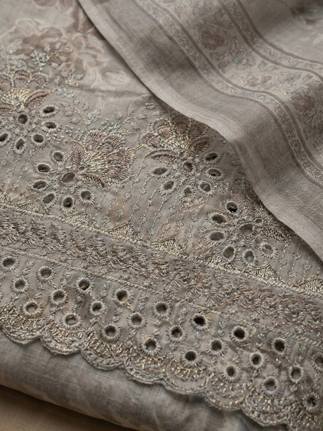 Mouse Printed Cotton Blend Unstitched Suit &amp; Pant With Cotton Dupatta