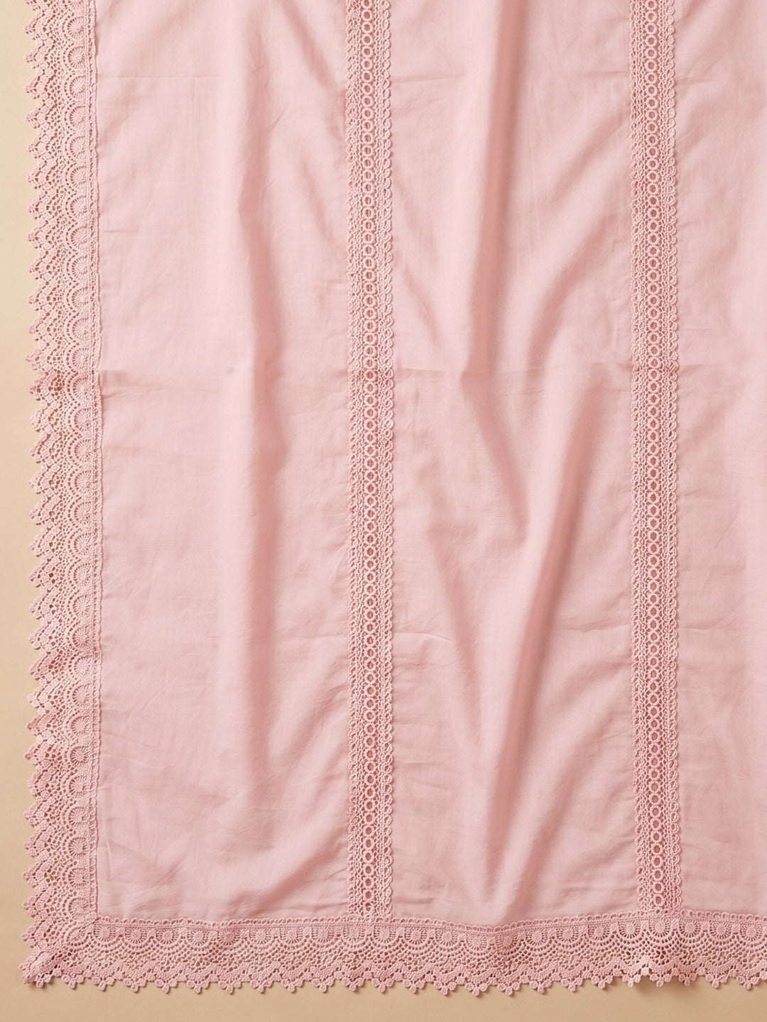 Peach Embroidered Cotton Blend Unstitched Suit With Pant &amp; Dupatta