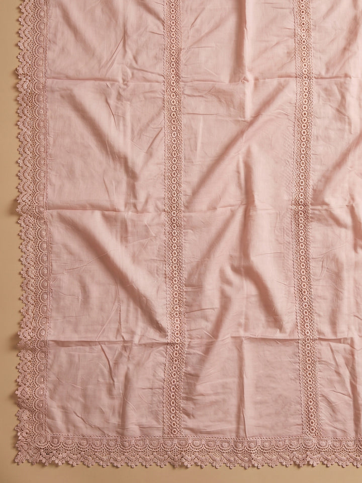 Pink Embroidered Cotton Blend Unstitched Suit With Pant &amp; Dupatta