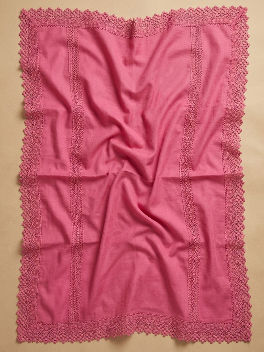 Pink Embroidered Cotton Blend Unstitched Suit &amp; Pant With Cotton Dupatta