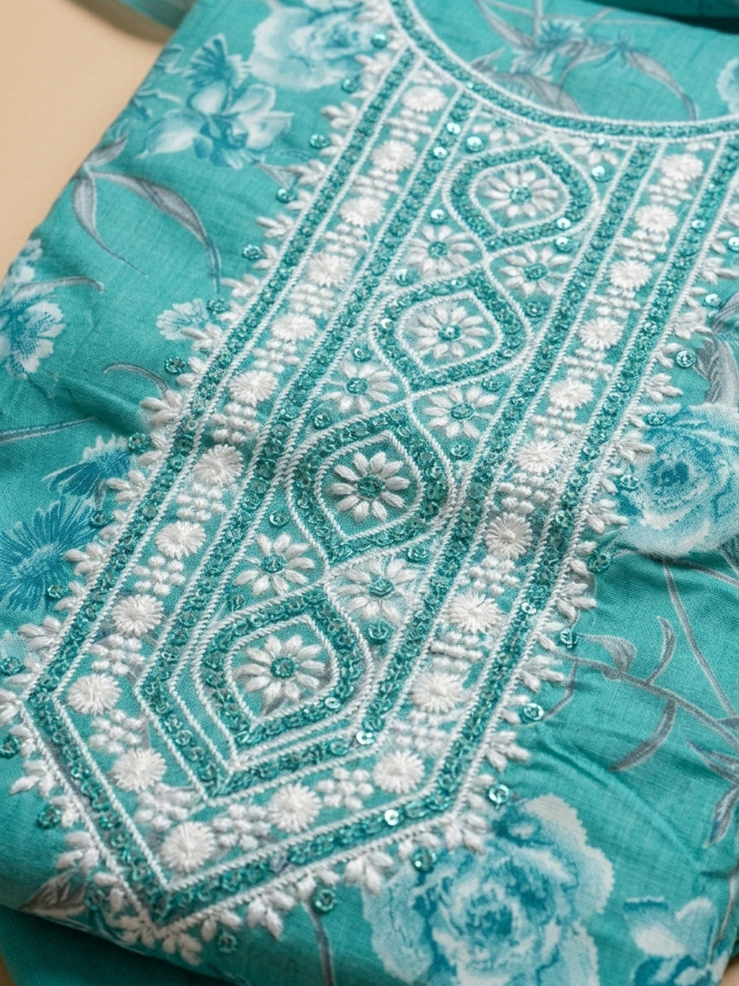 Firozee Embroidery Cotton Blend Unstitched Dress Material
