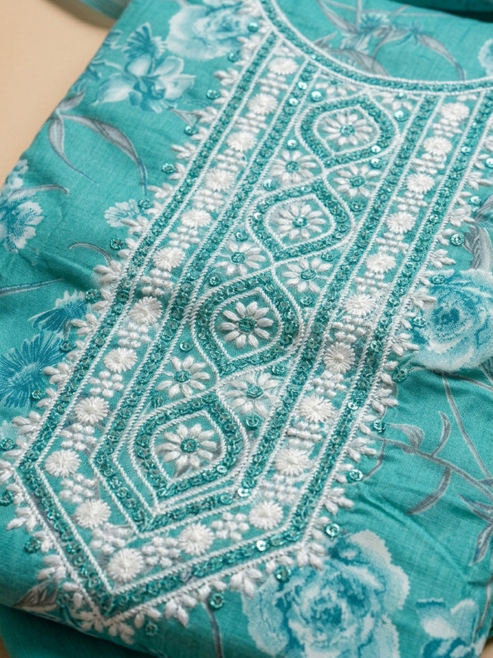 Firozee Embroidery Cotton Blend Unstitched Dress Material