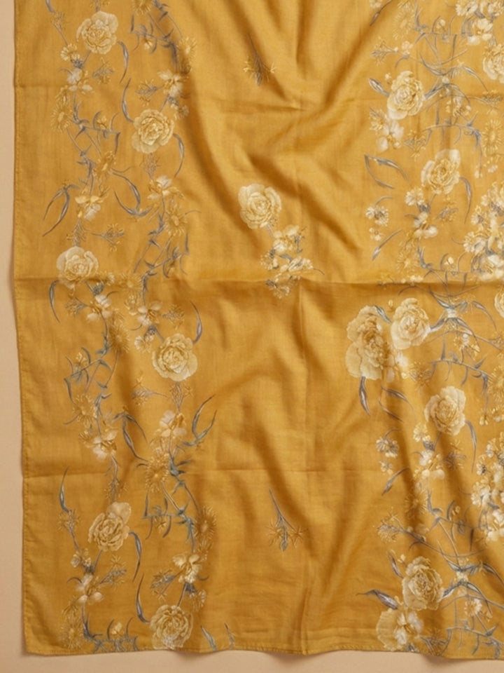 Mustard Embroidery Cotton Blend Unstitched Dress Material