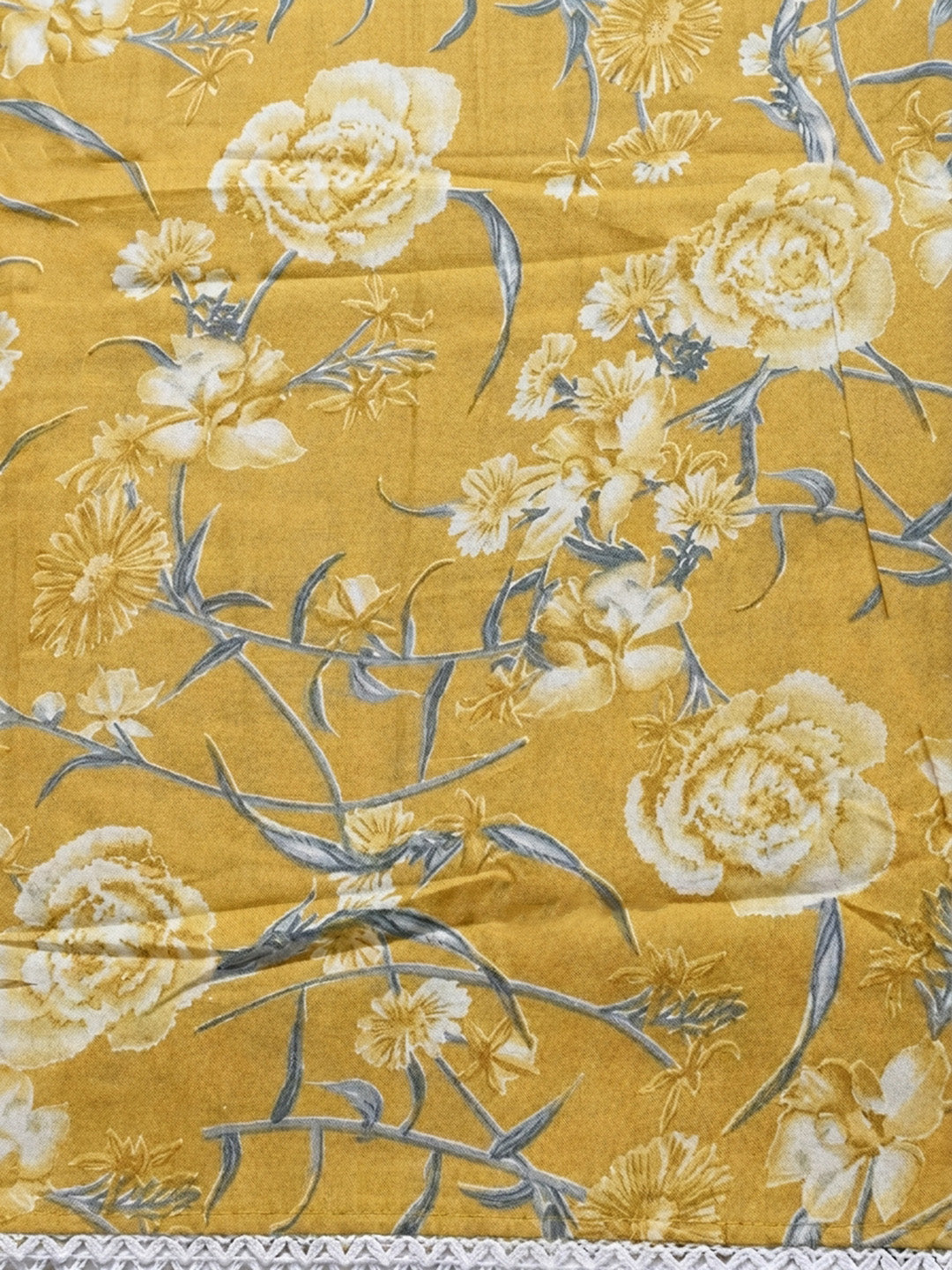 Mustard Embroidery Cotton Blend Unstitched Dress Material