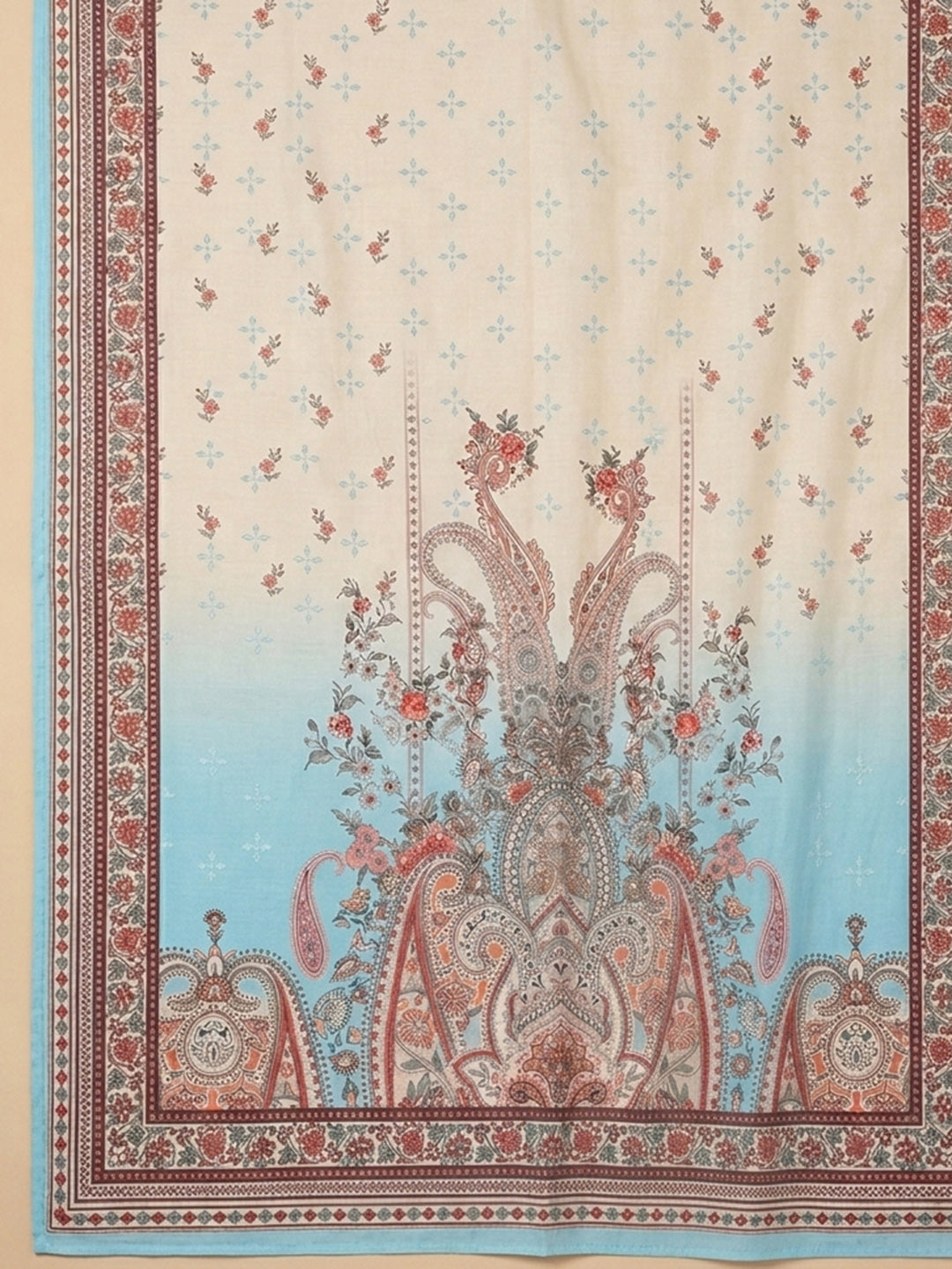 Firozee Printed Cotton Blend Unstitched Suit &amp; Pant With Cotton Dupatta