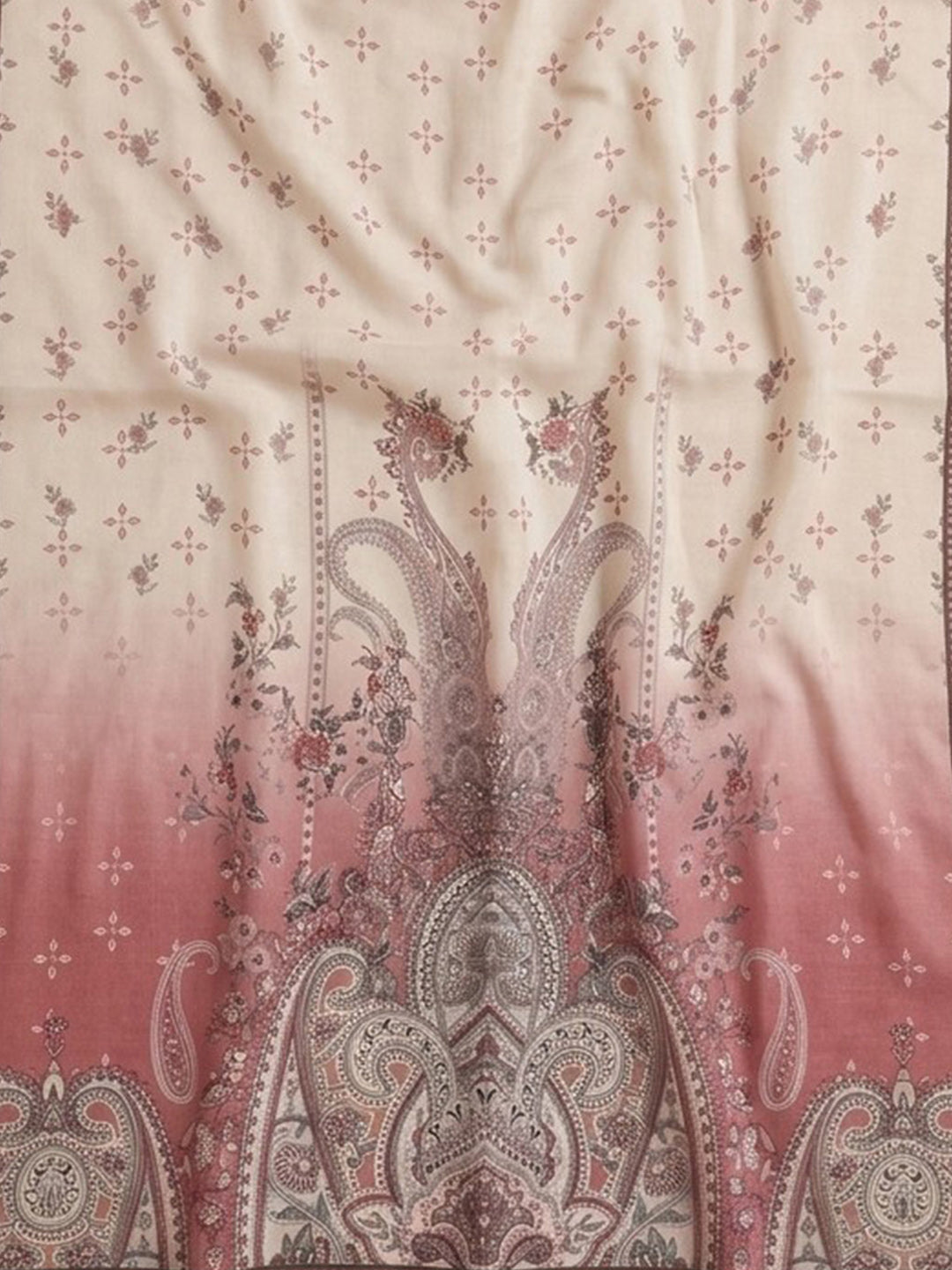Onion Pink Printed Cotton Blend Unstitched Suit &amp; Pant With Cotton Dupatta