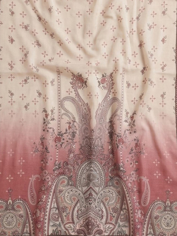 Onion Pink Printed Cotton Blend Unstitched Suit &amp; Pant With Cotton Dupatta