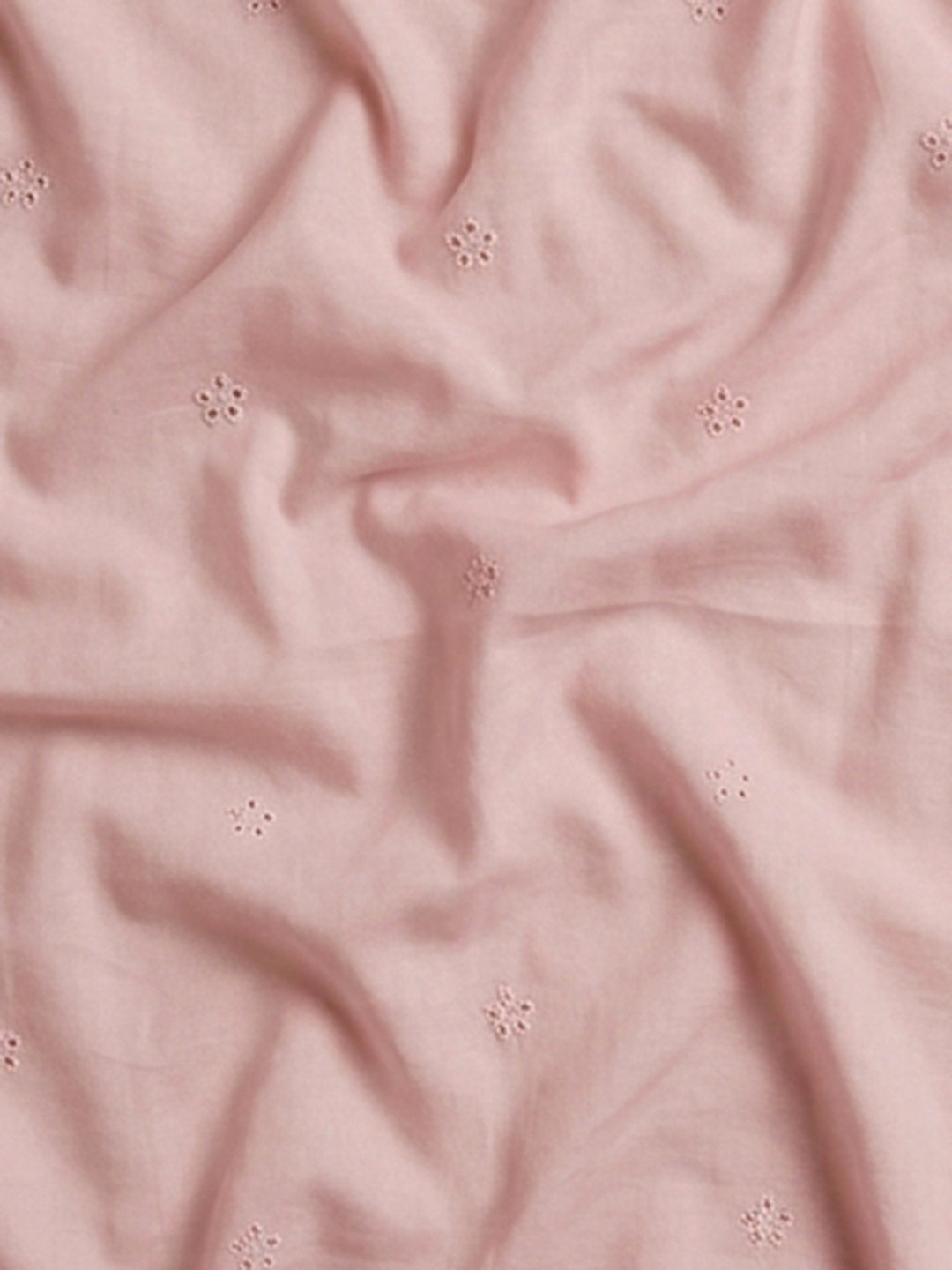 Pink Embroidered Cotton Blend Unstitched Suit &amp; Pant With Cotton Dupatta