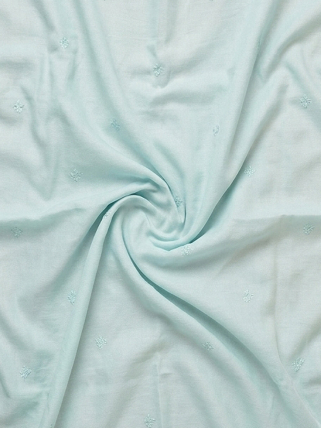 Sea Green Embroidered Cotton Blend Unstitched Suit &amp; Pant With Cotton Dupatta