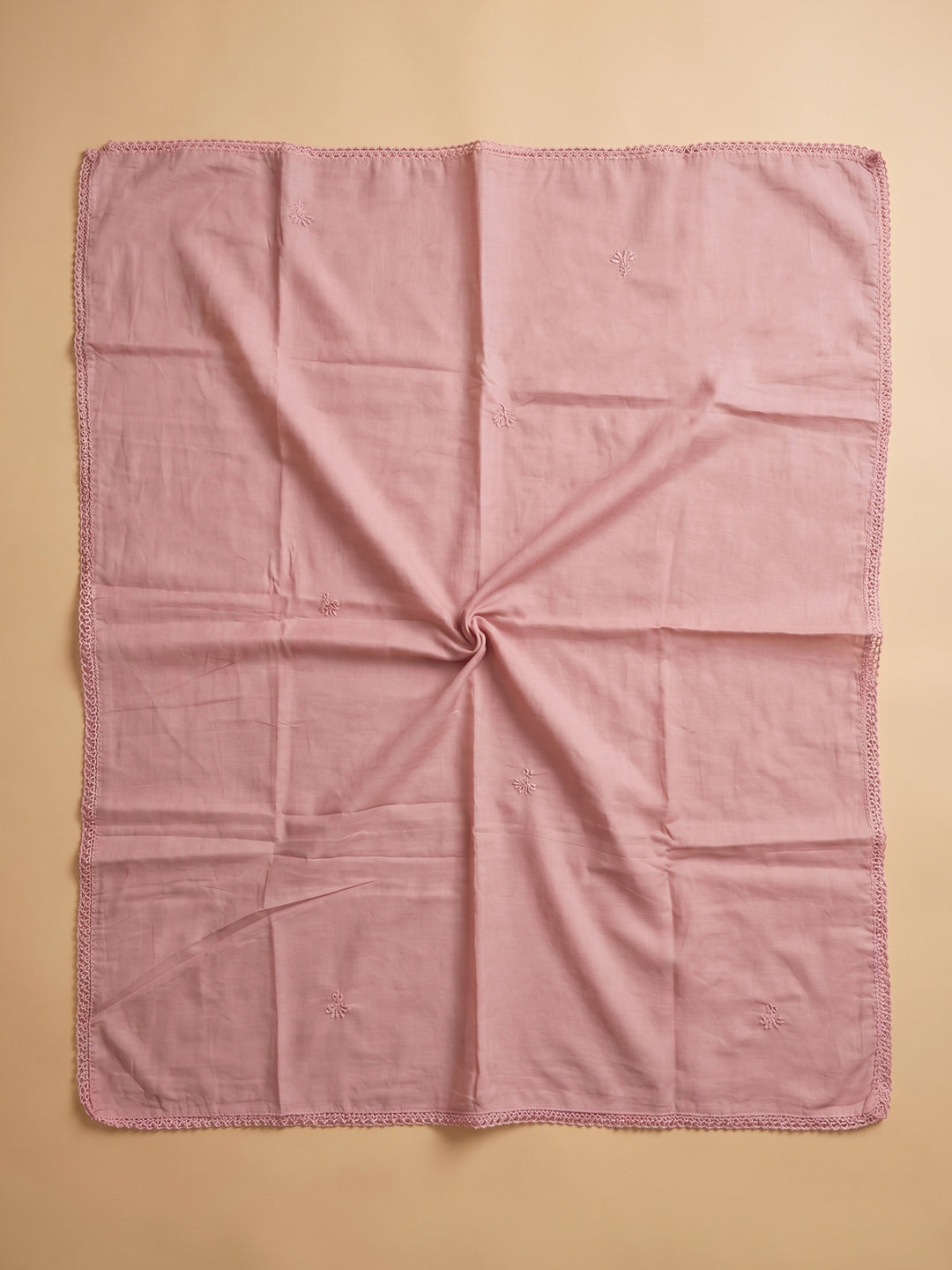 Peach Printed Cotton Blend Unstitched Suit With Pant &amp; Dupatta