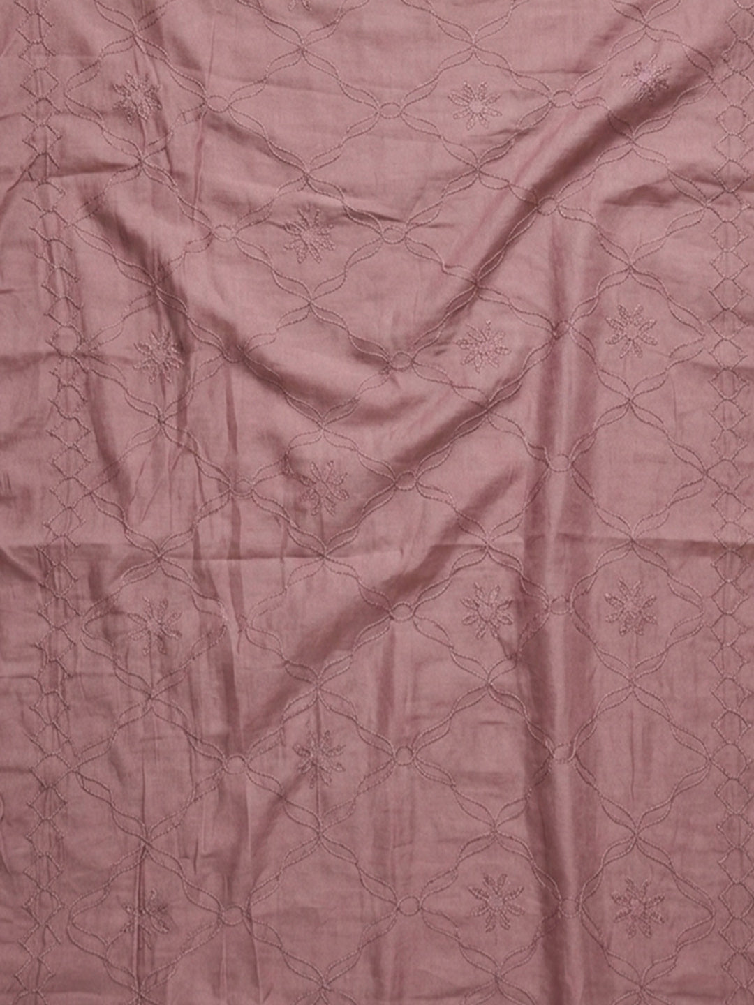 Lavender Embroidered Cotton Blend Unstitched Suit &amp; Pant With Cotton Dupatta
