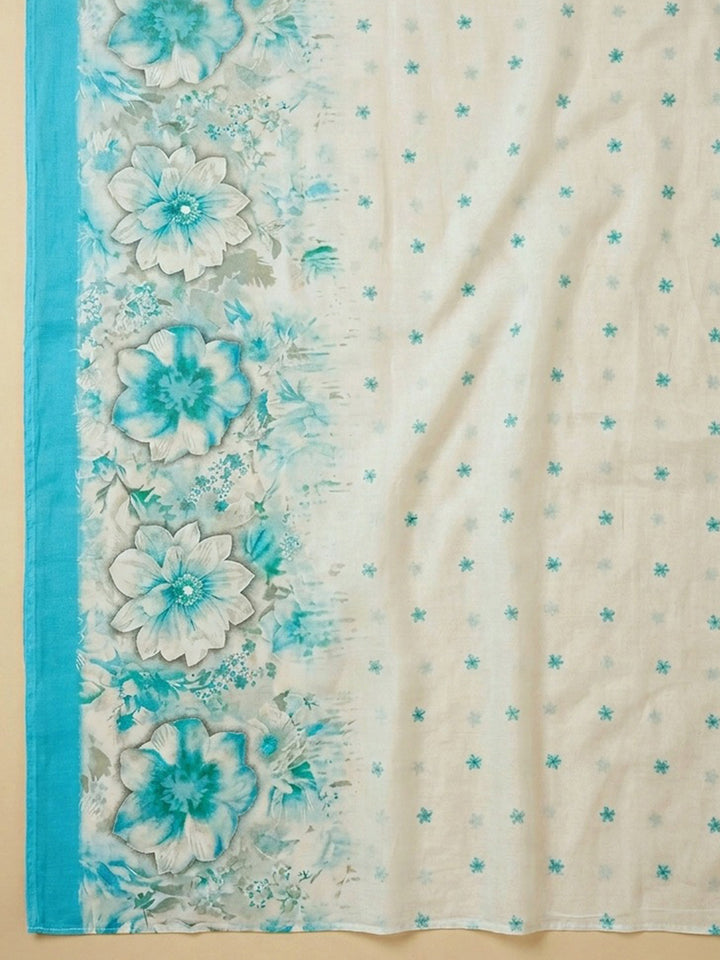 Firozee Embroidered Cotton Blend Unstitched Suit &amp; Pant With Cotton Dupatta