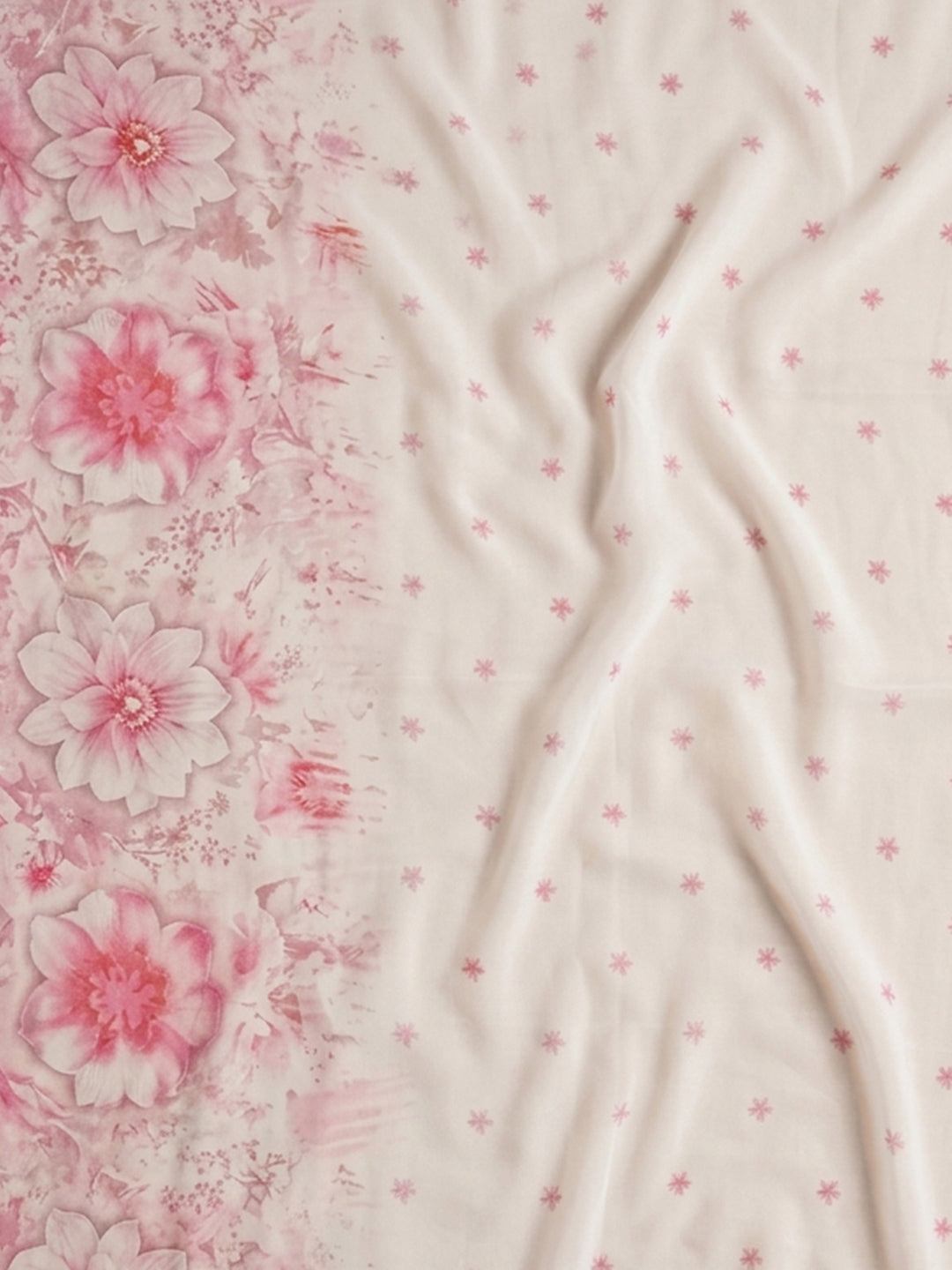 Pink Embroidered Cotton Blend Unstitched Suit &amp; Pant With Cotton Dupatta