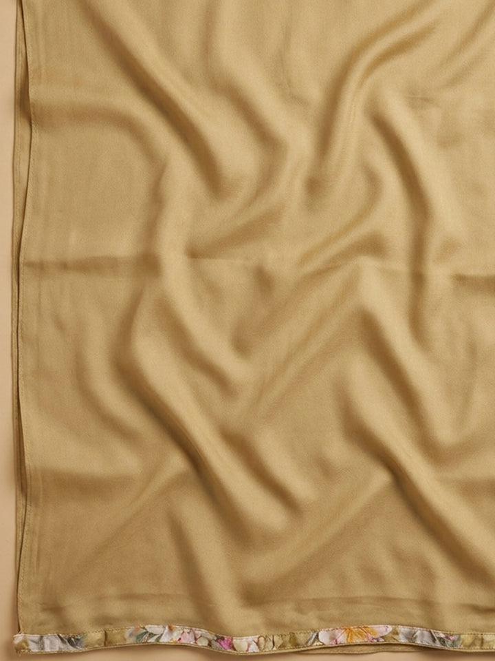 Beige Embroidery Cotton Blend Unstitched Dress Material