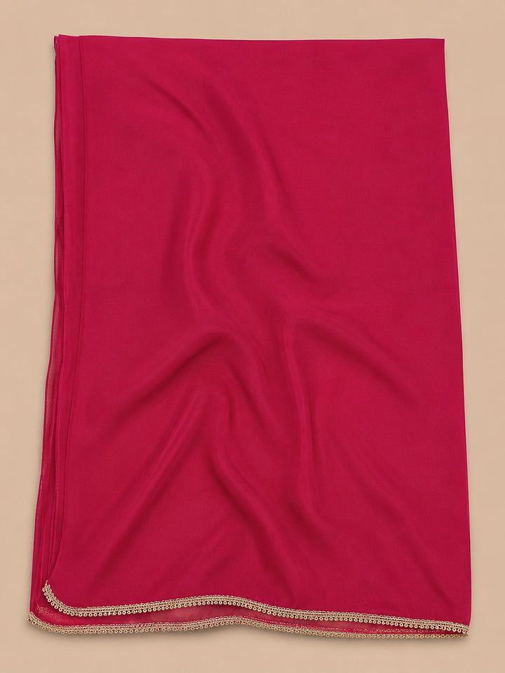 Hot Pink Embroidery Cotton Blend Unstitched Dress Material