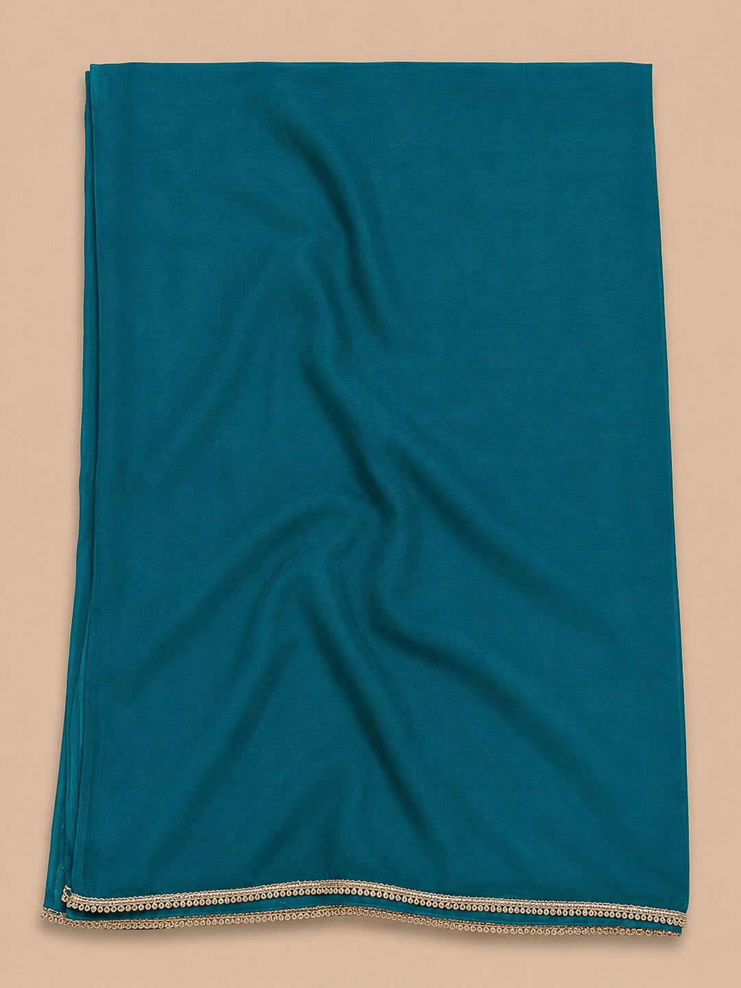 Teal Blue Embroidery Cotton Blend Unstitched Dress Material