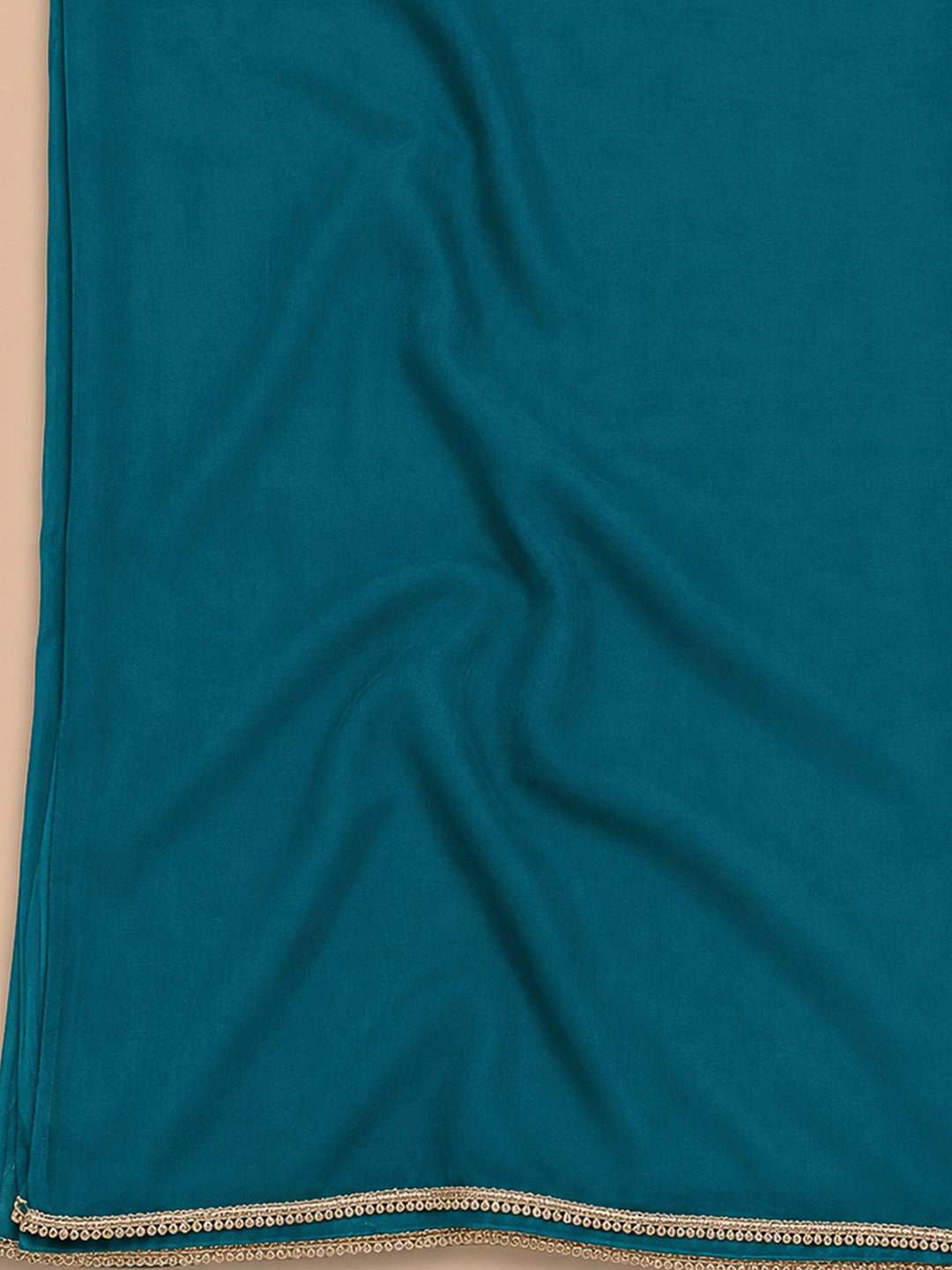 Teal Blue Embroidery Cotton Blend Unstitched Dress Material