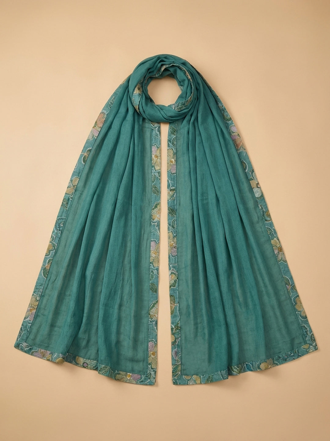 Rama Green Embroidery Cotton Blend Unstitched Dress Material