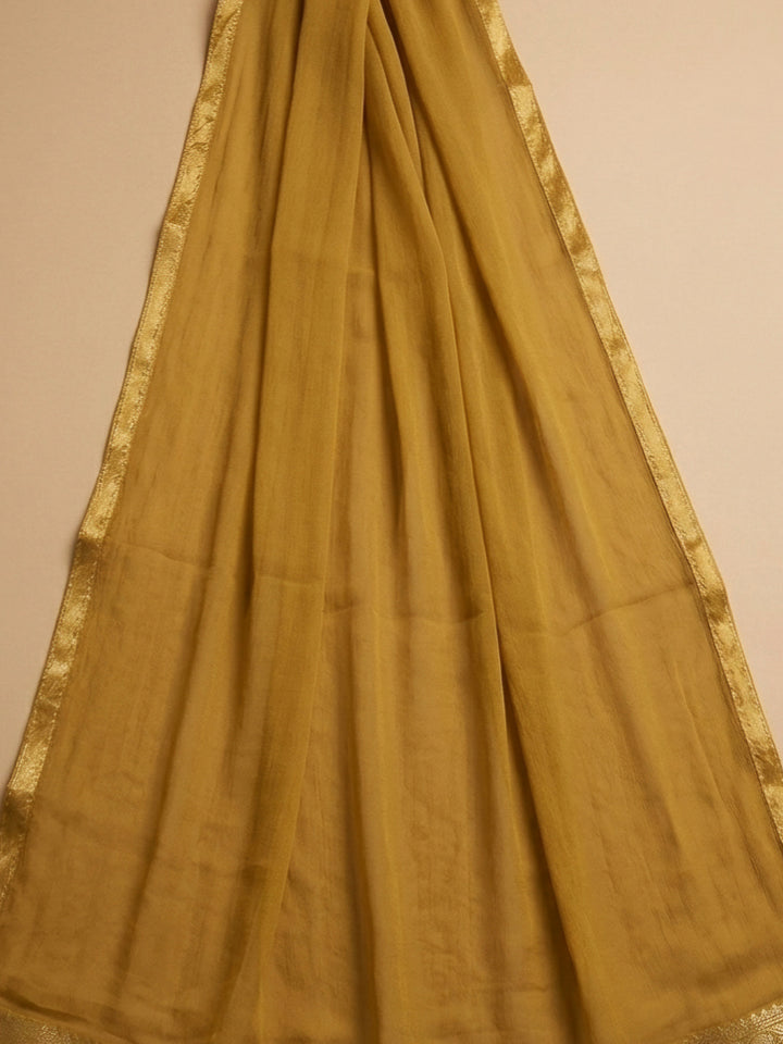 Mustard Embroidery Cotton Blend Unstitched Dress Material