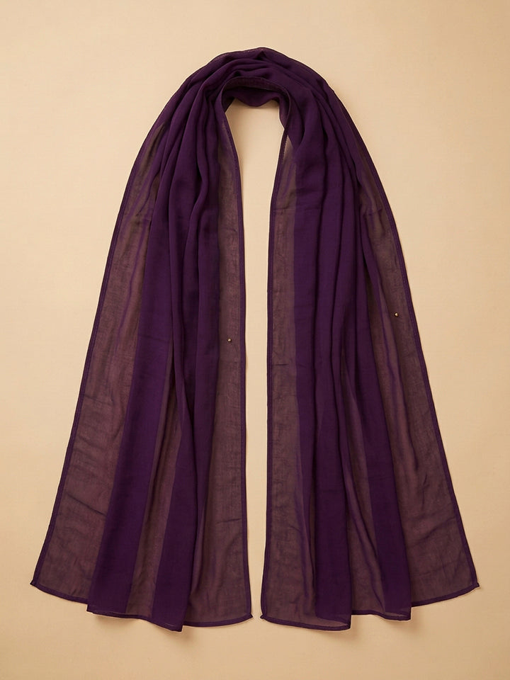 Purple Embroidery Cotton Blend Unstitched Dress Material