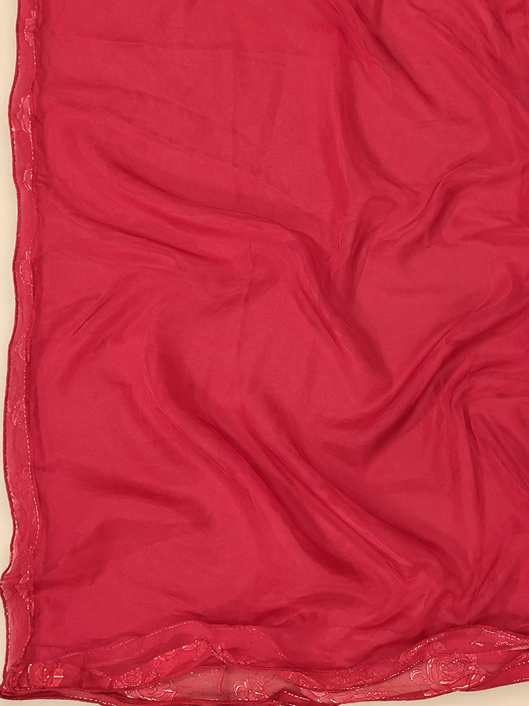 Red Embroidery Cotton Blend Unstitched Dress Material
