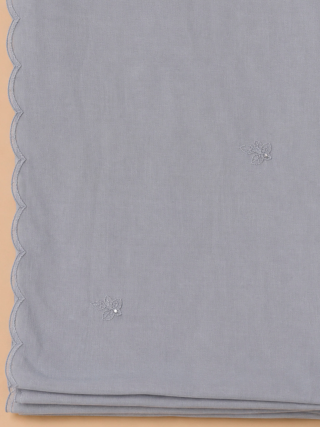 Grey Cotton Blend Embroidered Unstitched Dress Material