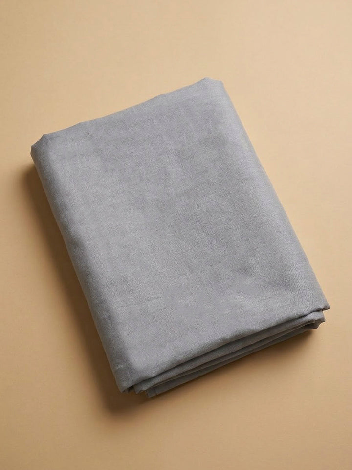 Grey Cotton Blend Embroidered Unstitched Dress Material