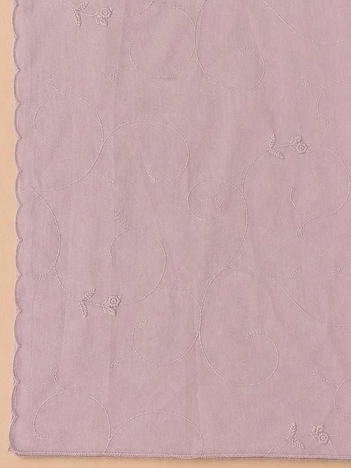 Onion Pink Cotton Blend Embroidered Unstitched Dress Material