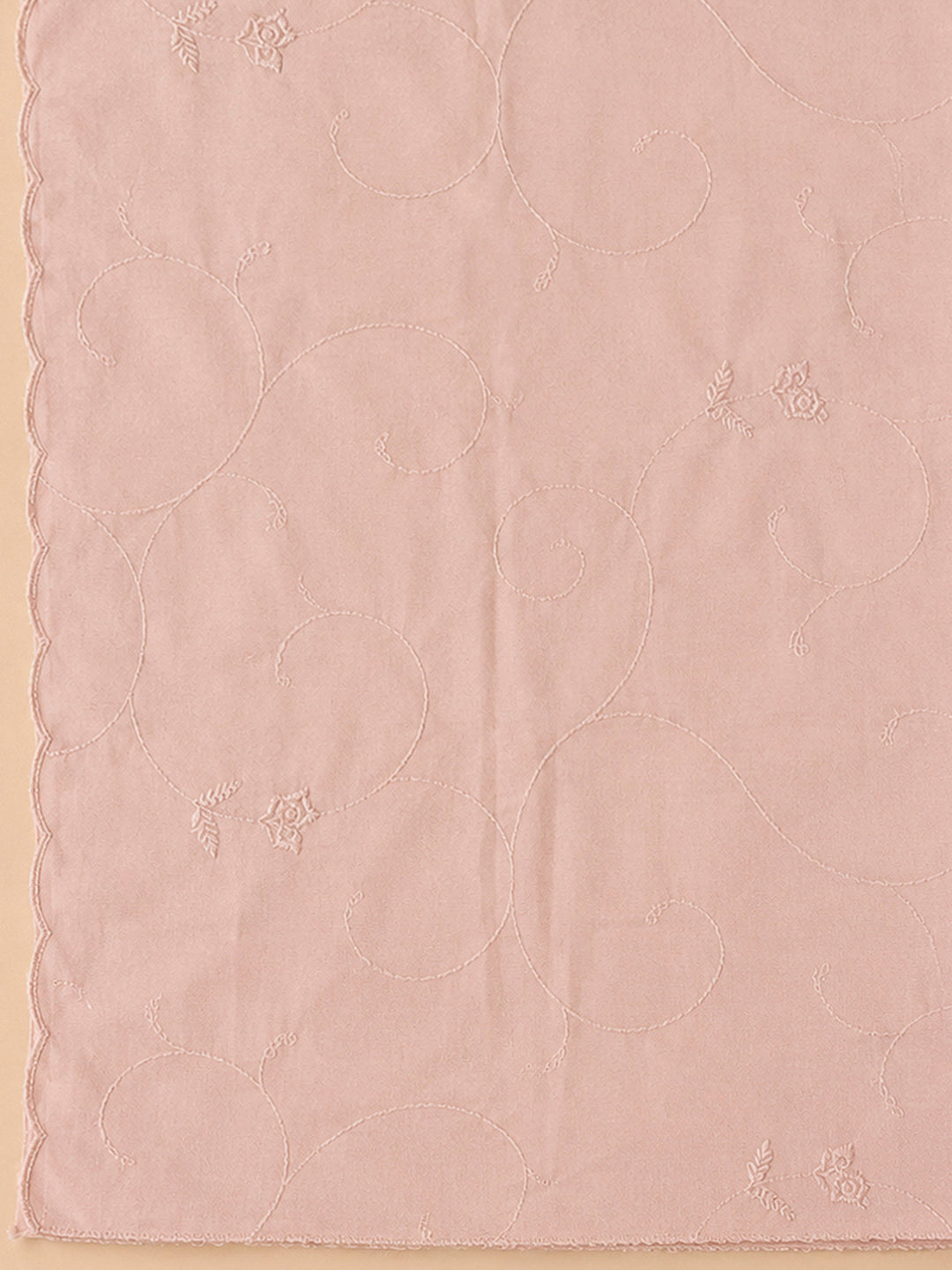 Peach Cotton Blend Embroidered Unstitched Dress Material