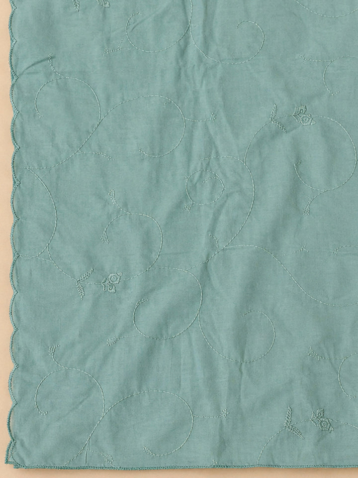 Sky Blue Cotton Blend Embroidered Unstitched Dress Material
