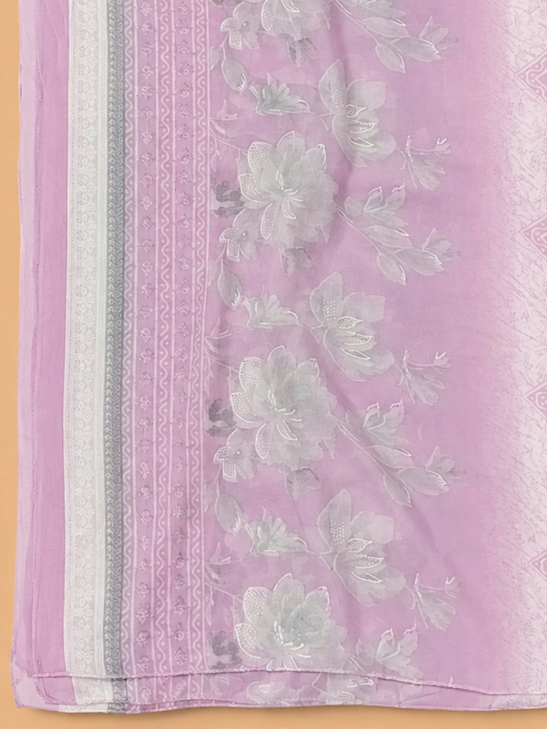Pink Cotton Blend Printed Unstitched Dress Material