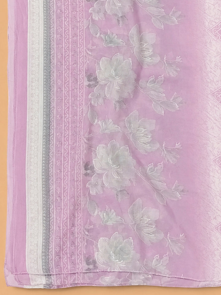 Pink Cotton Blend Printed Unstitched Dress Material