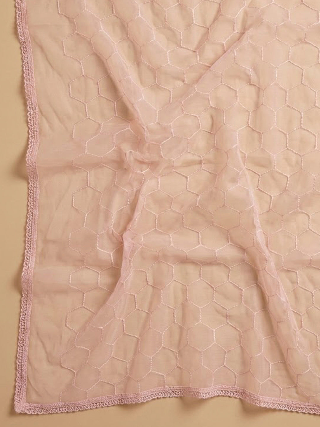 Peach Cotton Blend Printed Unstitched Dress Material