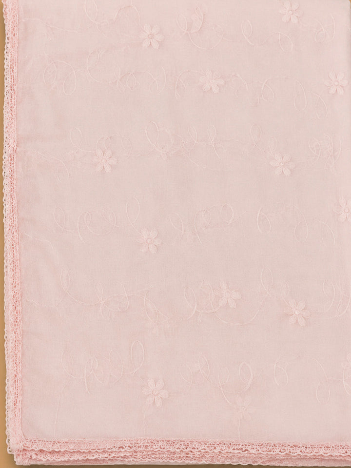 Peach Cotton Blend Printed Unstitched Dress Material
