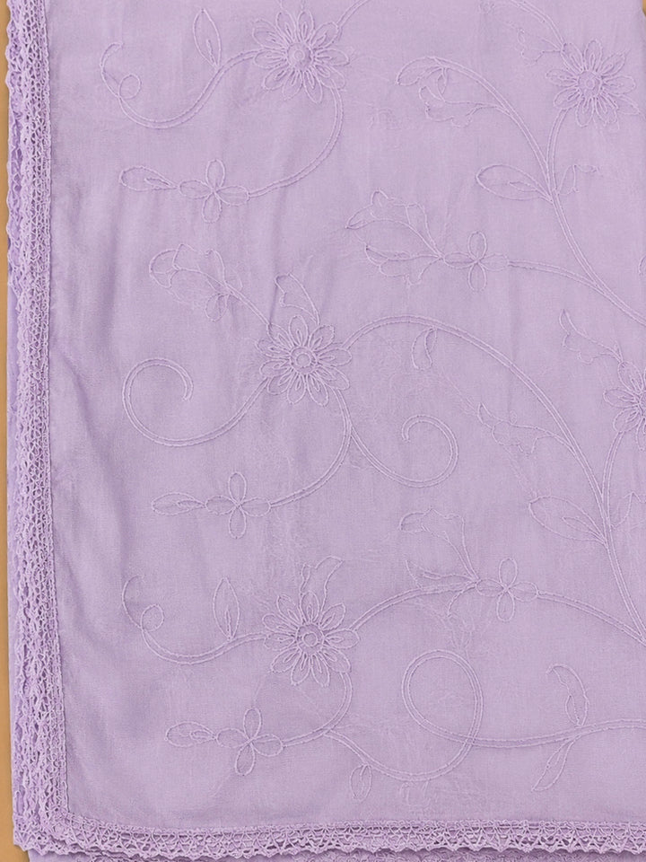 Purple Cotton Blend Printed Unstitched Dress Material