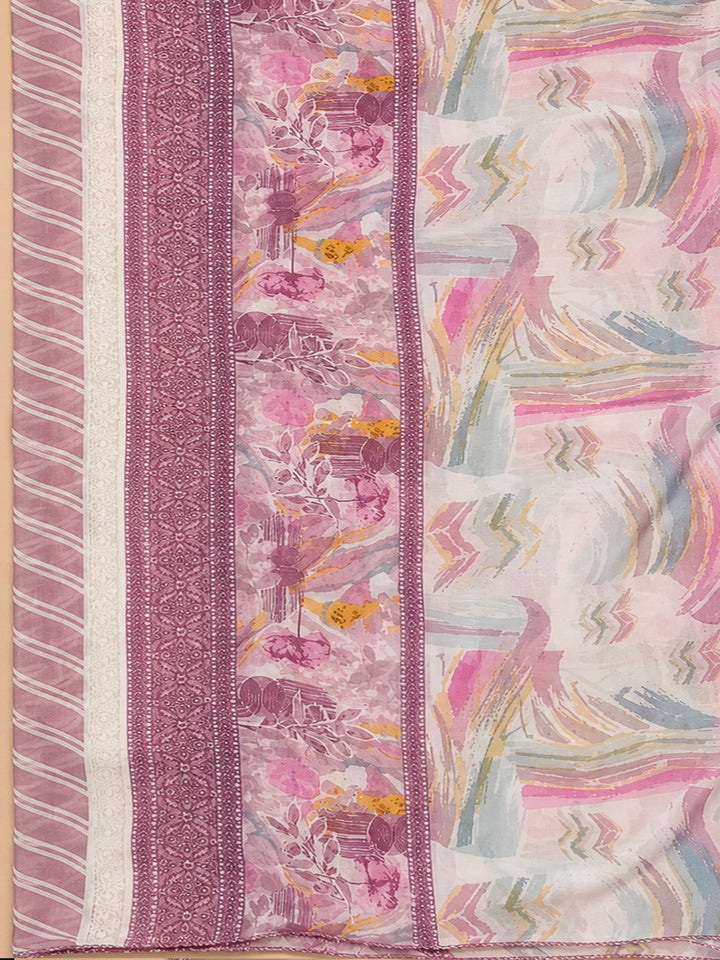 Onion Pink Cotton Blend Printed Unstitched Dress Material