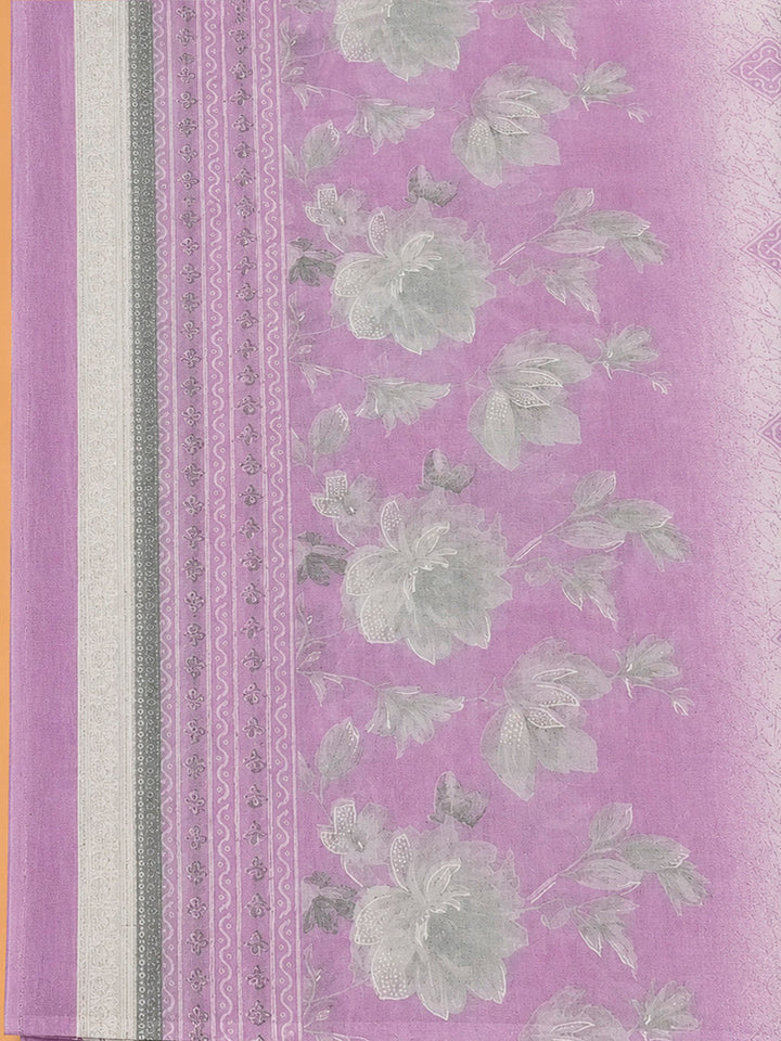 Onion Pink Cotton Blend Printed Unstitched Dress Material
