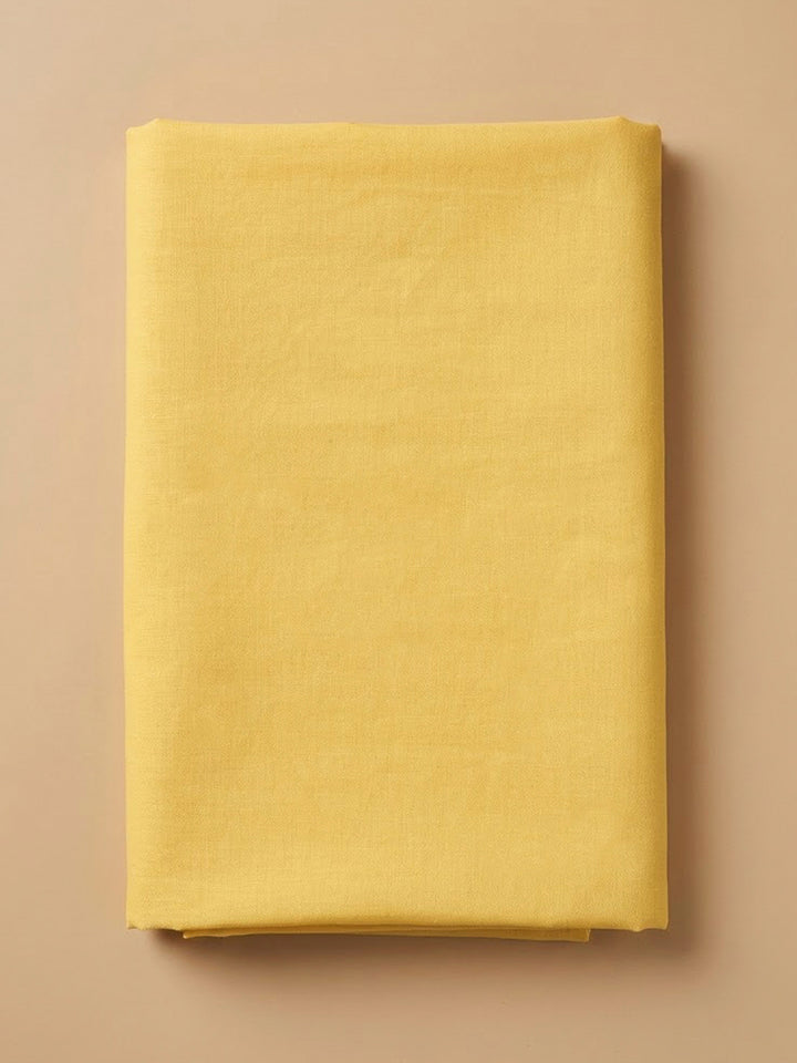 Yellow Cotton Blend Printed Unstitched Dress Material