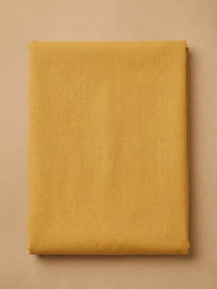 Yellow Cotton Blend Printed Unstitched Dress Material